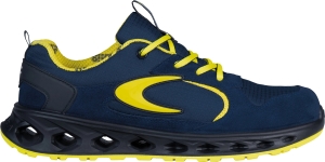 Cofra-VEHEMENCE ESD S3S FO SR, HALBSCHUH NYLON-VELOURLEDER BLAU/GELBER STOFF/FPT SOHLE/ESD