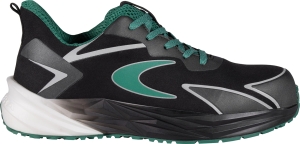Cofra-VANTREK ESD S3S HRO SC FO SR, HALBSCHUH MICROFASER SCHWARZ/GRUNER STOFF/FPT ZWISCHEN./ESD
