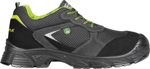 Cofra-BREMEN ESD S1 PS, HALBSCHUH VELOURLEDER-NY.GRAU-SCHWARZ/HELLGRUN STOFF/APT/ESD