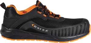 Cofra-GLOBET S1PS SC FO SR, HALBSCHUH NYLON-MICROFASER SCHWARZ/ORANGER STOFF/APT ZWISCH.