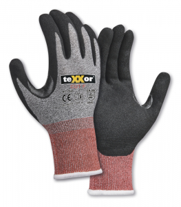 BIG-TEXXOR Schnittschutz-Strickhandschuhe CUT F, grau-meliert/rot/schwarz