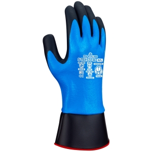 F-*SHOWA S-TEX 377SC* NITRIL FOAM  HANDSCHUHE-LEVEL D, HITZESCHUTZ, SCHNITTSCHUTZ, NITRIL/NITRIL, BLAU/SCHWARZ, KAT 2