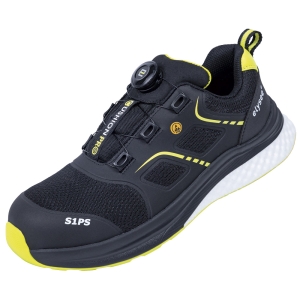 F-*CUSHIONPRO� FLEX I* HALBSCHUHE S1PS-*ELYSEE�* SCHWARZ/ GELB ABGESETZT EN ISO 20345:2022 + A1:2024 S1PS FO SR SC ESD