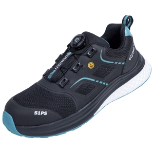F-*CUSHIONPRO� FLEX II* HALBSCHUHE S1PS-*ELYSEE�* SCHWARZ/ PETROL ABGESETZT EN ISO 20345:2022 + A1:2024 S1PS FO SR SC ESD