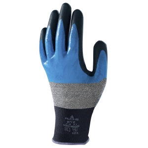 F-*SHOWA 376R* SHOWA� HANDSCHUHE, POLYESTER, POLYAMID / 3/4 NITRIL / NITRILSCHAUM, BLAU / SCHWARZ, CAT 2