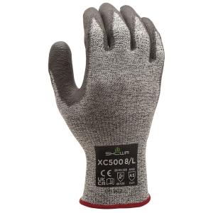 F-*SHOWA XC500* SHOWA� HANDSCHUHE, LEVEL E, SCHNITTSCHUTZLINER, GRAU /  PU BESCHICHTET, SCHWARZ, KAT 2
