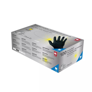 AMPRI-SolidSafety ChemEx antistatischer Einmal-Chemikalienschutzhandschuh aus Spezial-Nitril, schwarz, ungepudert, VE= 10 Boxen á 100 Stück