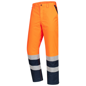 NITRAS MOTION TEX VIZ, lange Winter-Warnhose, neonorange / marineblau
