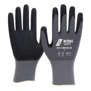 NITRAS SKIN FLEX LITE, Montagehandschuhe, grau / schwarz, VE = 12 Paar