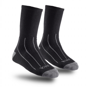 SIKA-Wool, Socken, schwarz, 36 % Wolle, 36 % Acryl, 14 % Baumwolle, 13 % Polyamid und 1 % Elasthan