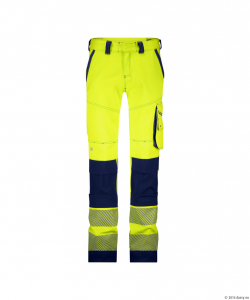 DASSY� Aruba WomenStretch-Warnschutzbundhose mit Kniepolstertaschen, neongelb/dunkelblau