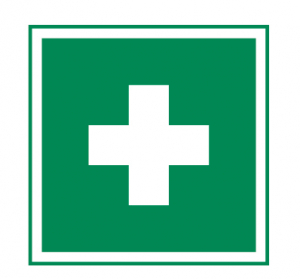 Rettungszeichen weiß / grün , 52 x 52 mm