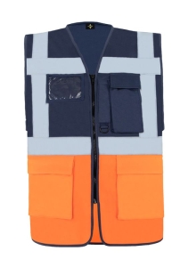 Korntex� Comfort Warnweste �Hamburg� - Multifunktional - Signal-Orange / Marineblau