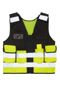 Korntex� Tactical Warnweste �Stammheim� - Elastischer Bund und 360� Sichtbarkeit - Schwarz/ Signal Gelb