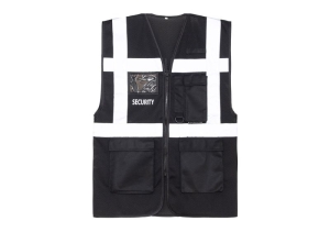 Korntex� �SECURITY� Mesh Multifunktionsweste �Atlanta� mit SECURITY Aufdruck - Schwarz