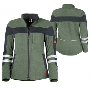 Da-Fleecejacke ecoFlex +Ref17353 oliv meliert/schw