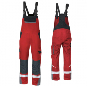 Latzhose ecoRover +Refl. 17353 rot/schwarz/grau