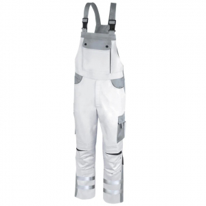 Latzhose Elements +Refl. 17353 weiß/hgrau/dgrau
