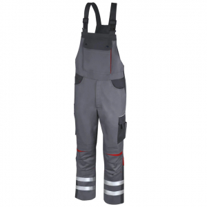 Latzhose Elements +Refl. 17353 grau/dgrau/rot
