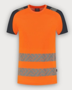 Tricorp Warnschutz T-Shirt Visibility Redefined Industriell Waschbar, Fluor Orange-Ink