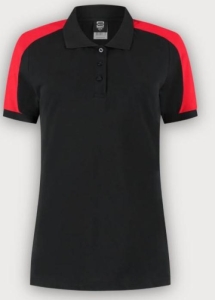 Tricorp Poloshirt Bicolor Redefined Damen, Black-Brightred