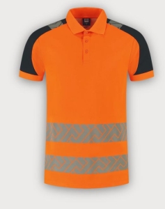 Tricorp Warnschutz Poloshirt Visibility Redefined Industriell Waschbar, Fluor Orange-Ink