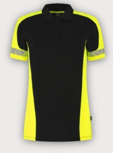 Tricorp Warnschutz Poloshirt Reflective Redefined Damen, Black-Fluor Yellow