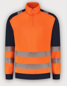 Tricorp 1/4 Zip Sweatshirt High Vis Redefined Industriell Waschbar, Fluor Orange-Ink