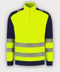 Tricorp 1/4 Zip Sweatshirt High Vis Redefined Industriell Waschbar, Fluor Yellow-Ink