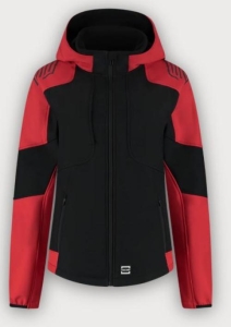 Tricorp Softshelljacke Kapuze Bicolor Redefined Damen, Black-Brightred