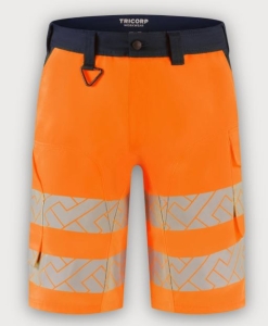 Tricorp Warnschutz Arbeitsshorts Funktionelle Stretch High Vis Redefined, Fluor Orange-Ink