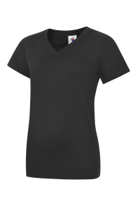 Uneek-Clothing-Ladies Classic V-Neck T-Shirt, black